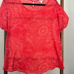 Sonoma Lifestyle Cotton Salmon/Pink Short Sleeve Size L